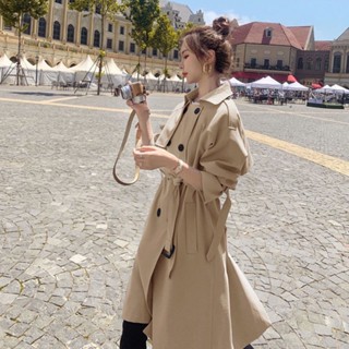 🚚實拍+免運 女裝 長版 風衣外套 韓版外套 顯瘦 上衣 女中長款小個子韓版寬鬆春秋2021新款氣質流行外套ins潮