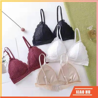 XiaoHu✨美背法式吊帶無鋼圈夏季內衣內衣三角杯薄款胸罩女士蕾絲內衣性感