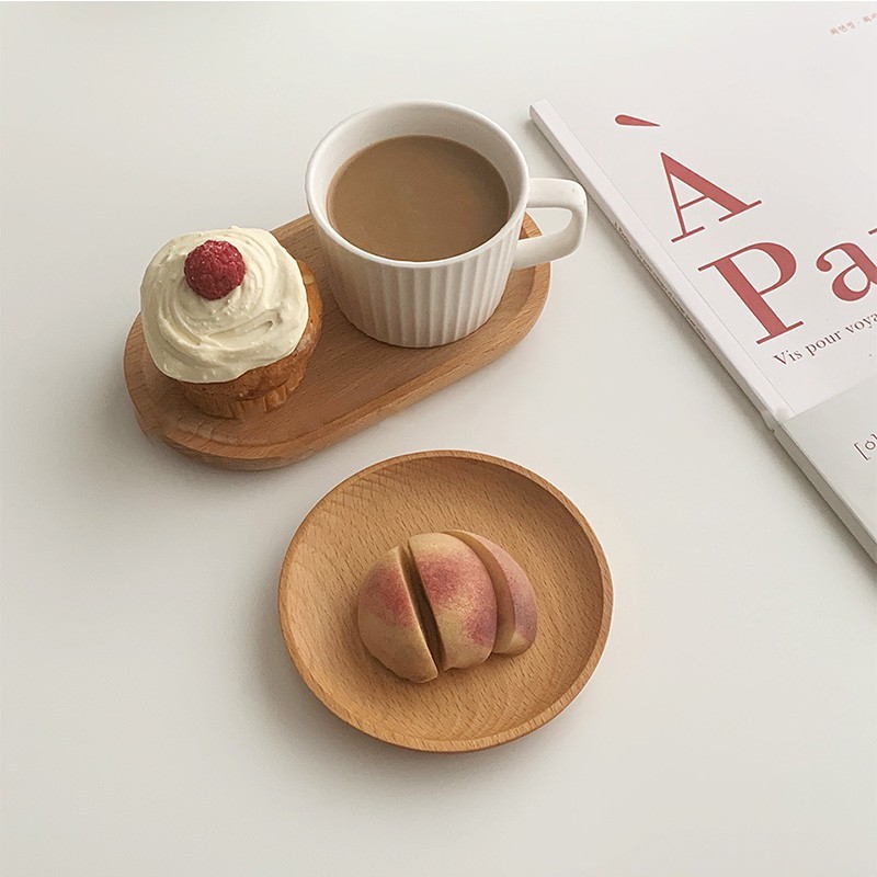 台灣發貨【免運】Jenny 丨一人食 Handmade丨簡約實木原木頭托盤 圓形橢圓形餐廳小食碟子 甜品盤子 咖啡牛奶點