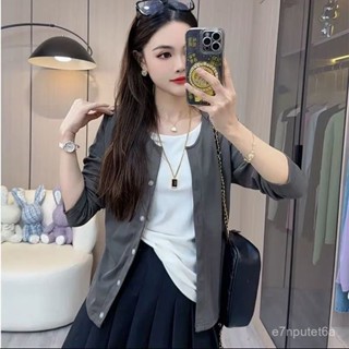 🔥大碼新款女裝假兩件假兩件上衣開衫微胖寬鬆顯瘦秋季遮肉長袖T恤優選 A3YJ