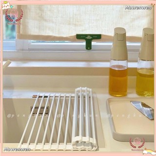Mawenwen🔥】家用廚房矽膠可摺疊水槽瀝水架 碗碟收納置物架瀝水籃控水神器 廚房捲簾 碗碟果蔬收納架 隔熱墊 鍋架