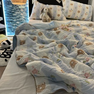 Jennie 夏季 被子 薄被 親膚 可愛小熊夏天午睡薄被子可機洗水洗夏被空調被單雙人水洗棉薄被子