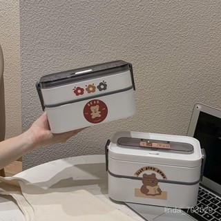 【熱銷免運】日式雙層飯盒上班族便攜便噹盒可微波爐加熱密封午餐盒帶餐具ins日係便當盒 飯盒 野餐 保鮮盒 學生便當盒