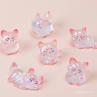 🌟熱銷精選3.9🌟夜光模擬狐狸髮光公仔迷你微縮動物模型桌麵創意擺件兒童玩具