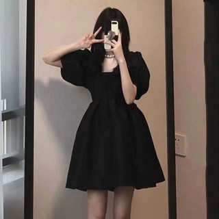 WIT#宴會禮服❤️甜妹辣妹名媛宴會法式複古氣質泡泡袖係顯瘦連衣裙女2025夏季韓版寬鬆小黑裙洋裝生日