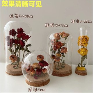 【新品推薦】乾花儲存瓶玫瑰花束軟木塞透明收納展示盒永生手辦擺件製作玻璃罩
