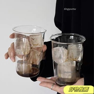 熱銷款美式咖啡杯玻璃ins咖啡店玻璃杯透明耐高溫簡約水杯飲品冷飲 OHJA