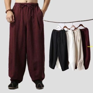🔥桃園發貨 廠家勁爆促銷夏季禪修棉麻男裝燈籠褲亞麻布居士服禪意闊腿長褲子男 冰絲長褲