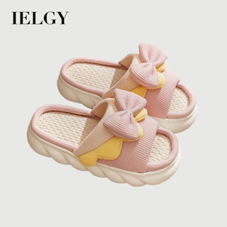 IELGY 新款蝴蝶結亞麻拖鞋女防滑家居可愛情侶棉麻厚底