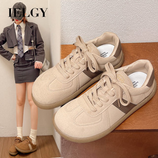 IELGY 復古休閒鞋女平底軟底小白鞋