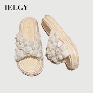 IELGY 女士時尚珍珠涼鞋平底厚底海邊沙灘