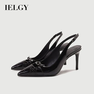 IELGY 紅色漆皮高跟鞋女夏季氣質尖頭細高跟涼鞋