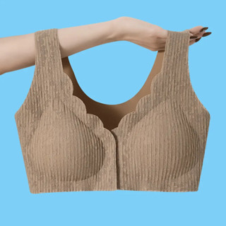 收副乳內衣女 集中內衣女 夏季薄款透氣內衣聚攏大胸顯小文胸前扣式蕾絲無鋼圈無痕上託內衣 HYY