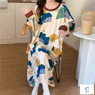 【XL-8XL大尺碼】👩孕婦裝 哺乳衣 孕婦睡裙 長版上衣 睡衣可愛大碼薄款300斤長款過膝家居服卡通寬