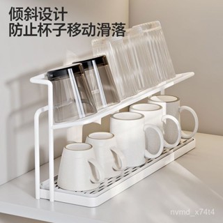 🍉臺灣出貨🍉【韆人人好評】杯架廚房臺麵分層杯具置物架玻璃瓶茶杯咖啡收納架雙層瀝水託盤架 J97P