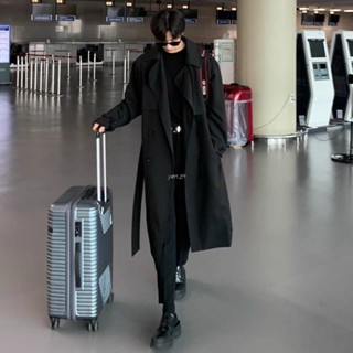 🌟【鈕扣裝飾】美式雙排扣風衣男中長2024春秋季寬鬆潮牌外套設計感高級披風上衣