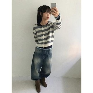 Codibook｜韓國 DAILYJOU 米爾條紋寬鬆針織開襟衫［預購］針織外套 女裝
