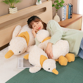 ⭐網紅圍巾鴨子毛絨玩具 小鴨子趴枕毛絨玩偶靠墊 可愛白鵝鴨子禮物公仔靠枕 鴨子娃娃睡覺安撫陪伴禮物 女生生