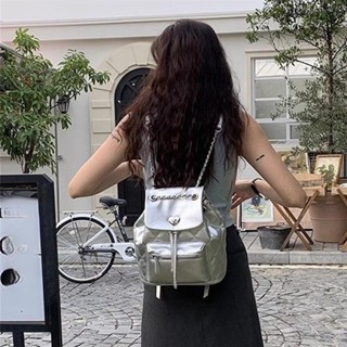熱搭嚴選·潮酷銀色雙肩包女潮小香風菱格揹包百搭單肩旅行包 雙肩包 揹包女 雙肩包 女 後揹包 後揹包女 多功能後揹包