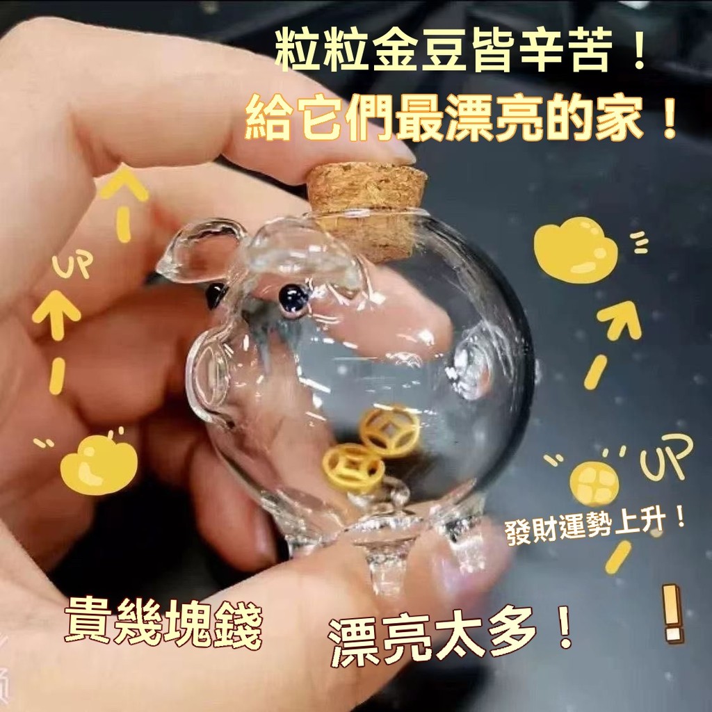 ✨小豬瓶 裝金豆豆的小金豬 攢金豆豆玻璃瓶迷你玻璃豬金豆豆收納瓶