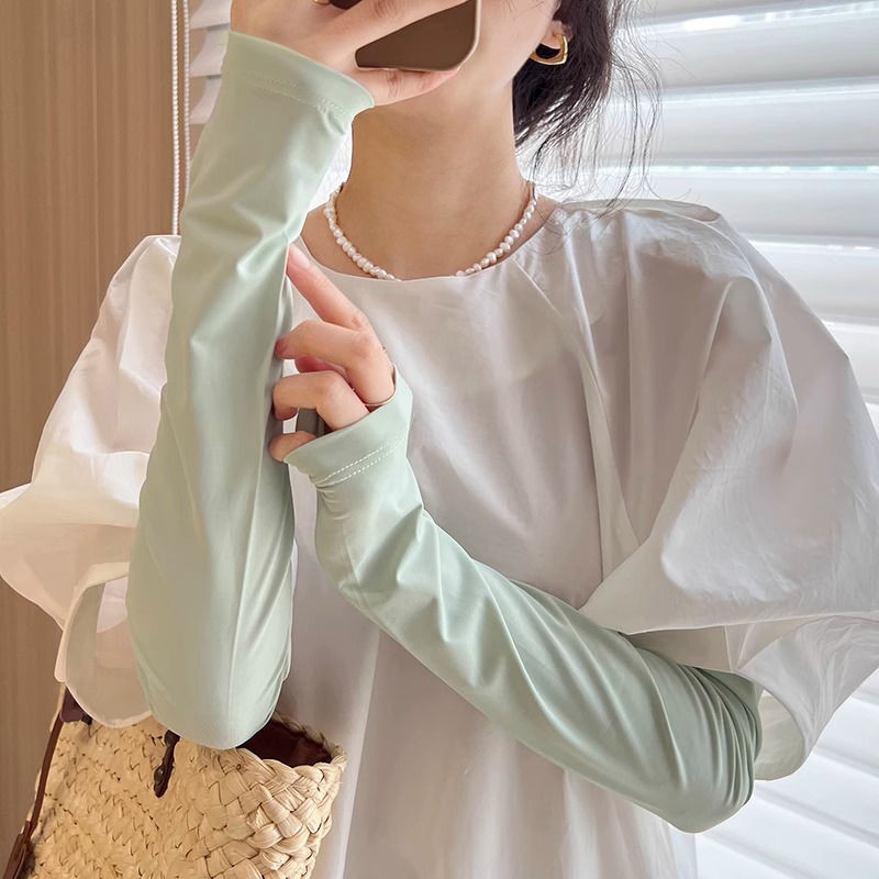 防曬手袖 冰絲袖套 安不悠防曬冰袖寬松高顏值夏季冰絲袖套女防紫外線開車騎行護臂套 涼感袖套 戶外運動
