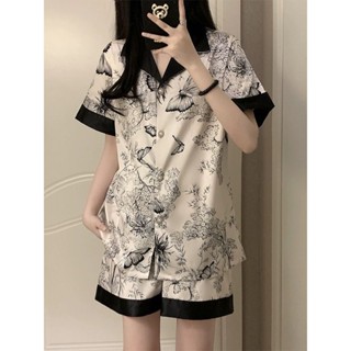 ✨臺灣出貨 睡衣女 冰絲睡衣 夏季薄款睡衣 短袖短褲睡衣 家居服套裝 絲綢睡衣 冰絲睡衣女夏天2025年新款短袖絲
