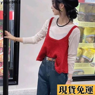 🌸限時免運🌸 2025春夏新款 韓系針織馬甲女 U領寬鬆背心 韓版外搭顯瘦上衣 甜美學院風毛衣吊帶 學生圓領無袖上衣