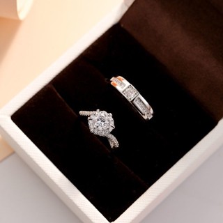 🔥牛鋪飾品🔥模擬莫桑鑽戒結婚一對高階婚禮儀式假戒指開口可調節情侶求婚對戒