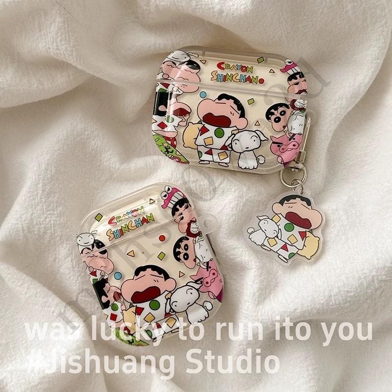 可愛卡通 蠟筆小新 耳機套 Airpods pro 4代 防摔保護套 3代耳機殼 1/2代 4代耳機保護殼