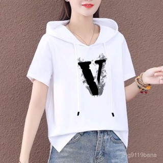 【VIVI安】胖mm大碼女裝 短袖帽t 100純棉短袖衛衣女大碼女裝夏季新款韓版寬鬆百搭T恤女上衣潮