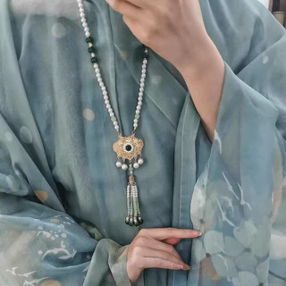 古風漢服項鏈 超長流蘇軟瓔珞 日常複古百搭明製項圈蓮花瓔珞配飾【沐顏醬賣場】