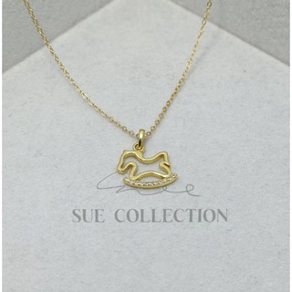 【Sue】⚡臺灣現貨 925純銀 小木馬項鍊 金色 輕奢小眾設計款鎖骨鏈 鋯石 節日禮物