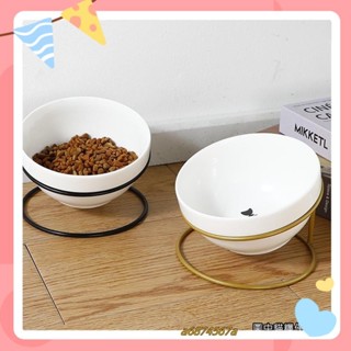 臺灣熱賣 斜口貓碗架 斜口貓碗 斜面貓餐桌 傾斜 碗架 水碗 貓碗 陶瓷貓碗 含鐵架 貓食盆 保護頸椎卡通貓咪餐桌a68