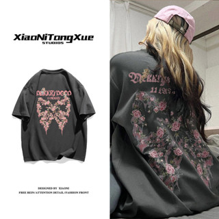 免運👑100%純棉美式複古潮牌bf寬鬆短袖T恤女夏季新款vintage街頭上衣男日係韓國 純棉 短袖t恤女 修身短袖上衣