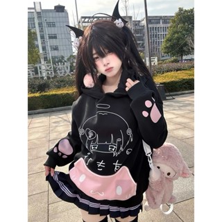 地雷系 y2k 地雷系衣服 亞文化 y2k衣服 貓耳朵日係可愛亞文化宅係二次元連帽長袖外套女衛衣上衣