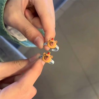 免運 卡通戒指✨ 童趣卡通醜萌戒指女輕奢高級感指環小眾獨特設計開口可調節食指戒 可愛戒指 卡通指環 可調節戒指