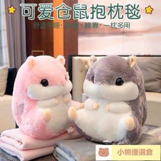 ⚡爆品甄選✨倉鼠毛絨公仔玩偶兩用毯子暖手抱枕小倉鼠可愛佈娃娃女生生日禮物 倉鼠抱枕 暖手抱枕 絨毛玩偶 娃娃 空調毯