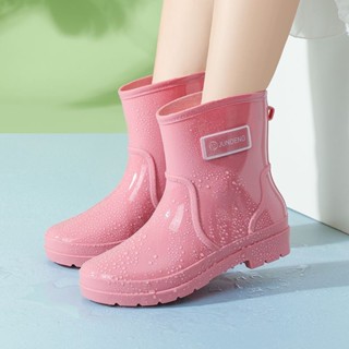 中筒雨鞋 防水鞋 女士雨鞋中筒雨靴女士成人時尚短筒水鞋廚房耐磨防水保暖防滑膠鞋 登山雨鞋 時尚雨鞋