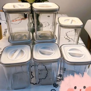 清涼一夏4.11💥ins高顔值透明旋轉按壓密封罐食品級廚房學生宿捨保鮮真空收納盒