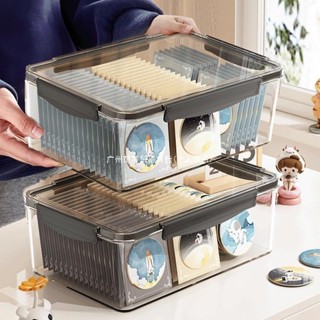 🌈4月熱賣密封收納盒 家用大容量高透亞克力卡片收納盒子 日式家用雜物收納盒 家用常用藥品收納箱 兒童玩具透明收納盒