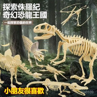 恐龍骨架化石 考古diy挖掘 恐龍化石 大型恐龍骨架擺件 霸王龍化石恐龍 模擬骨架模型 兒童玩具盲盒 霸王龍模型 劍龍