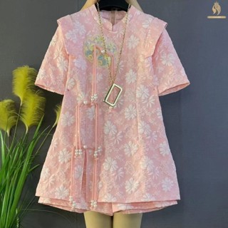 單/套裝國潮時尚洋氣百搭上衣+短褲夏季新款大尺碼女裝胖MM遮肉套裝【Crown】N1