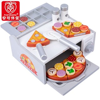 木製家家酒 廚房玩具 模擬廚房玩具組 木質玩具 過家家玩具 木質過家家兒童廚房玩具披薩烤箱DIY