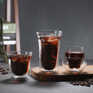 耐熱玻璃雙層咖啡杯雙層隔熱茶杯玻璃杯玻璃咖啡杯單口雙層咖啡杯