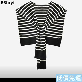 🌸限時低價🌸 針織小披肩 外搭小坎肩 條紋保暖披肩 春秋空調房披肩 時尚外搭 外搭打結襯衣 夏季新款 針織裙子斗篷