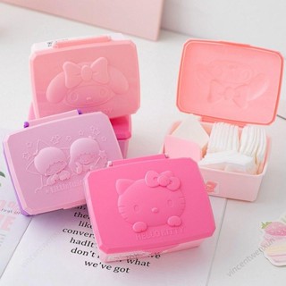 💕壹灣出貨+發票💕kitty按壓式首飾盒 美樂蒂立體掀蓋式卸妝棉桌面收納盒kun