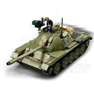 新款 小魯班積木軍事T54中型坦克模型益智拼裝積木兒童玩具男孩節禮物禮物武器坦克飛機