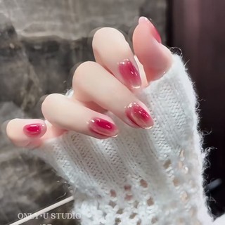 🎀台灣出貨🎀新款春夏穿戴新年顯白氣質高級紅色漸變純手工戰甲貓眼美甲指甲