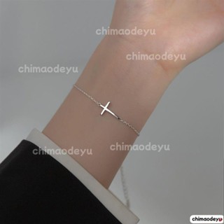 💎臺灣出貨+免運💍925純銀冷淡風十字架手鏈女潮酷辣妹學生手環七夕禮物小眾設計ins
