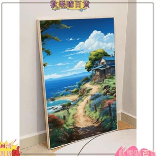 免運+臺灣出貨🤞現代裝飾畫無框畫日式動漫宮崎駿風海邊藍天白雲裝飾畫入戶門玄關掛畫客廳風景壁畫gsA2